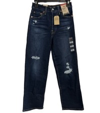 Levi  s Ribcage Straight Ankle distressed stretch dark high jeans 25 x 27 NWT