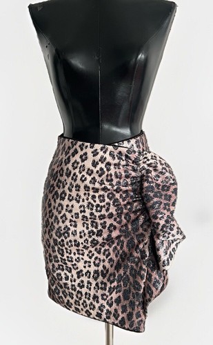 Neu mit Etikett $ 160 Camila Coelho Salli Leopardenmuster Pailletten Minirock Größe XS
