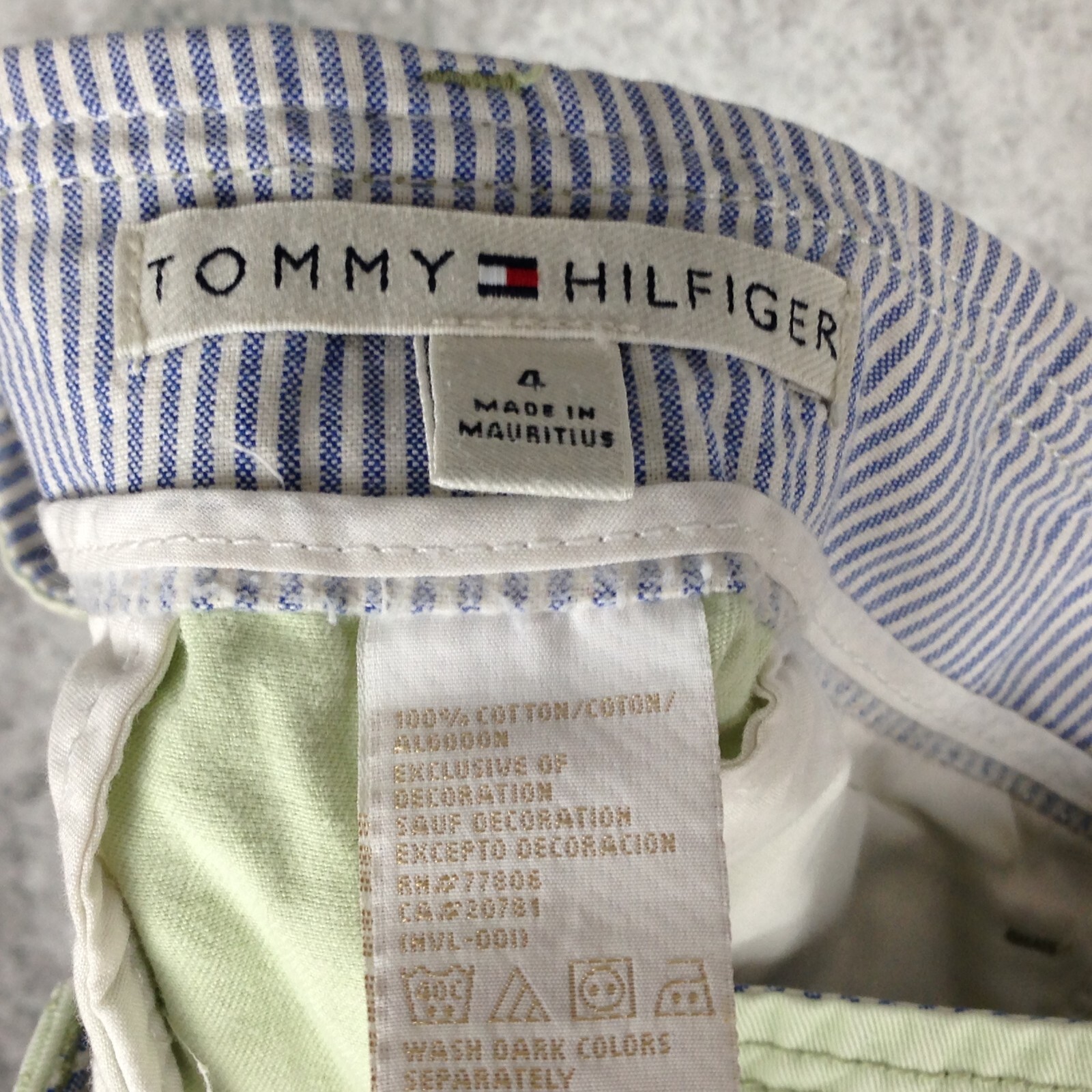 Tommy Hilfiger women boyfriend style shorts size 4 light green 100% cotton twill thumbnail 3