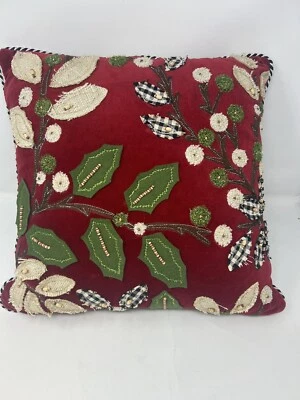 mackenzie childs Retired Holiday Trimmings Pillow 18” - Image 1 of 4