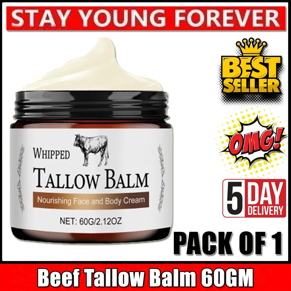 Whipped Beef Tallow Honey Balm 2 Oz, Unscented, Grass Fed Grass Finish