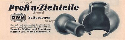DWM Deutsche Waffen und Munitionsfabrik Karlsruhe - 1936 Werbung Reklame ~19x6cm