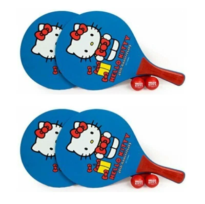 SANRIO HELLO KITTY Paddle Board Set NIP Ping Pong Table Tennis Beach 4 Paddles + 4 Ball