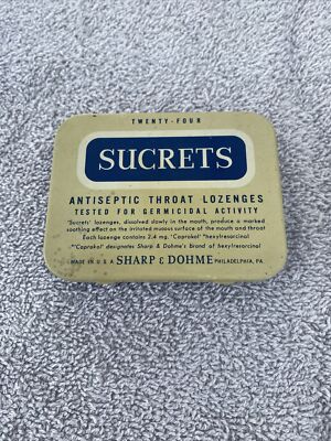 Vintage Sucrets | Tin Metal Lozenges Box | Made in USA | Merck Sharp & Dohme