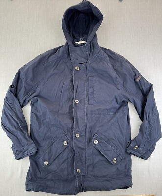 Esprit Jacket Mens Size XL Navy Blue Coat Pockets Lined Full Zip Hood Warmth