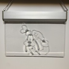 Goofy Blue Light Up Engraved Clear Sign With Chain - Disney Goofy Character Sign