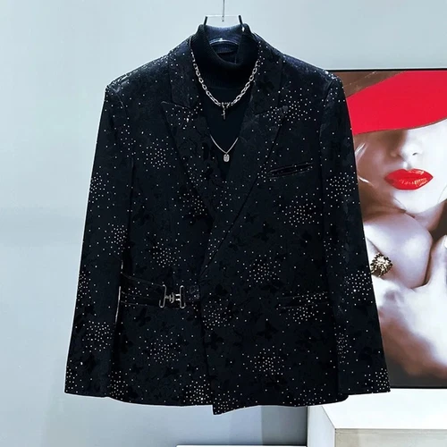 VETEMENTS Giacca blazer uomo lusso farfalla jacquard spallacci moda design casual