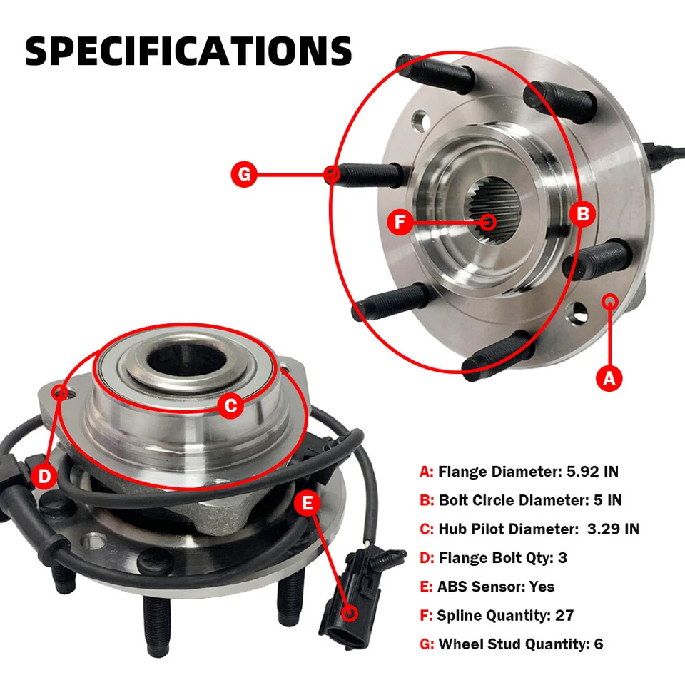 Cojinetes de cubo de rueda delantera MOOG para Chevy Trailblazer 2002-2009 GMC Envoy XL 6 tacos Foto 2 de 4