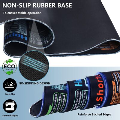 Pixiecube Excel Shortcut Keys Mouse Pad - Extended Large XL Cheat Sheet Gaming Mousepad | PC Office Spreadsheet Keyboard Mat | Non-Slip Stitched Edge