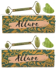 2x Jade Roller Gua Sha Stone Gift Box Sets - Allure Essentials Skin Care Tools