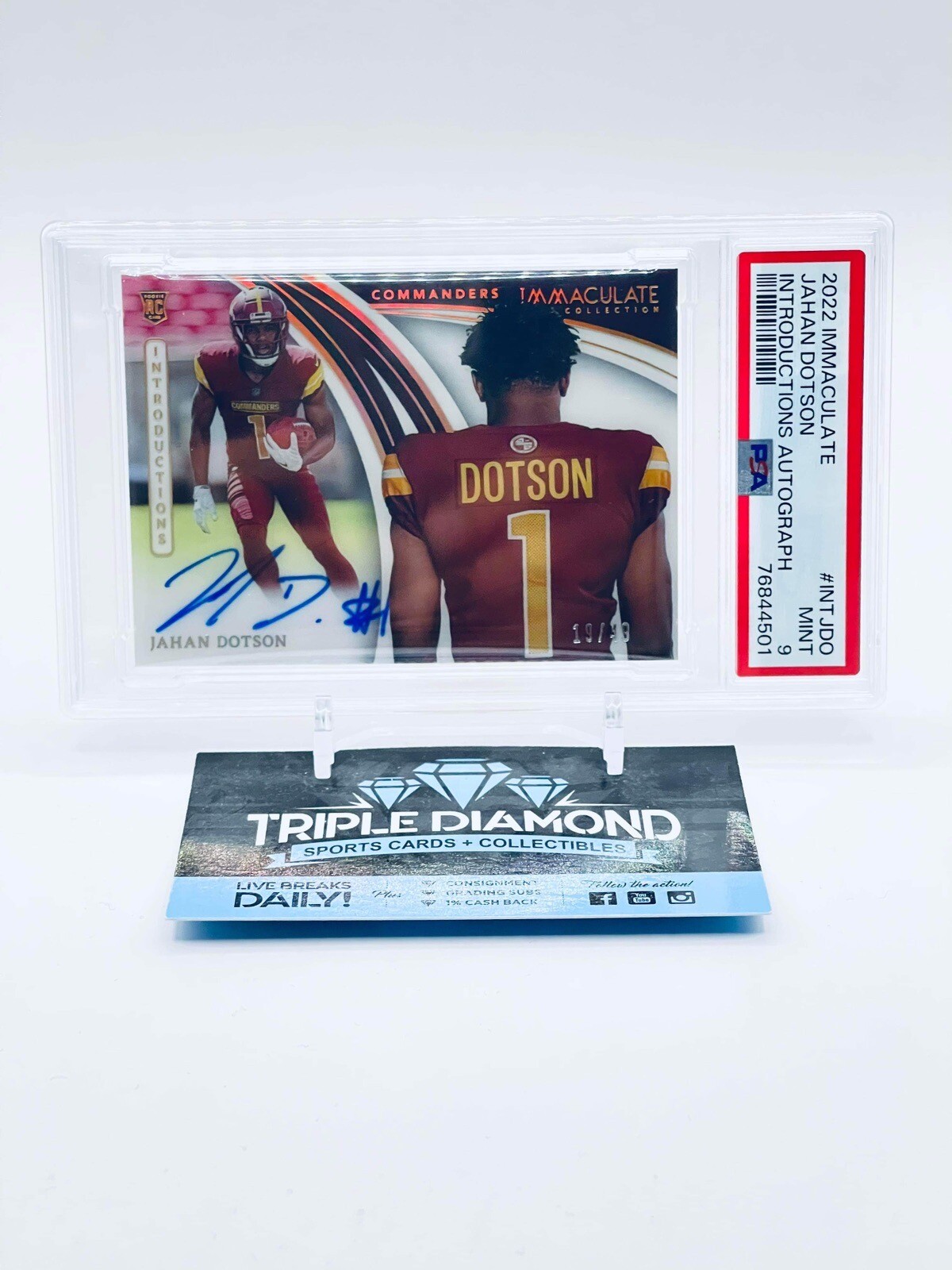 Jahan Dotson Panini Immaculate Collection Immaculate Introductions Autographs #INTJDO Base