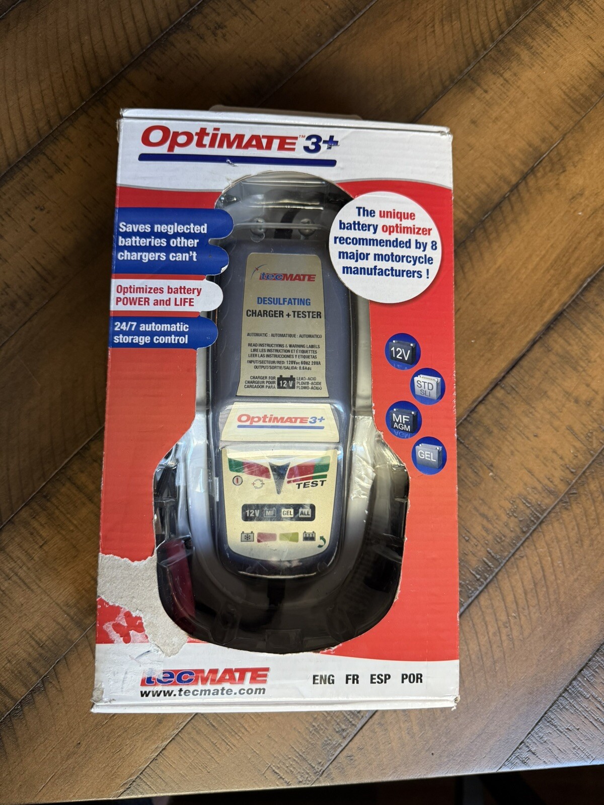 Tecmate Optimate 3, 12V 0.6A Battery Saving Charger & Tester