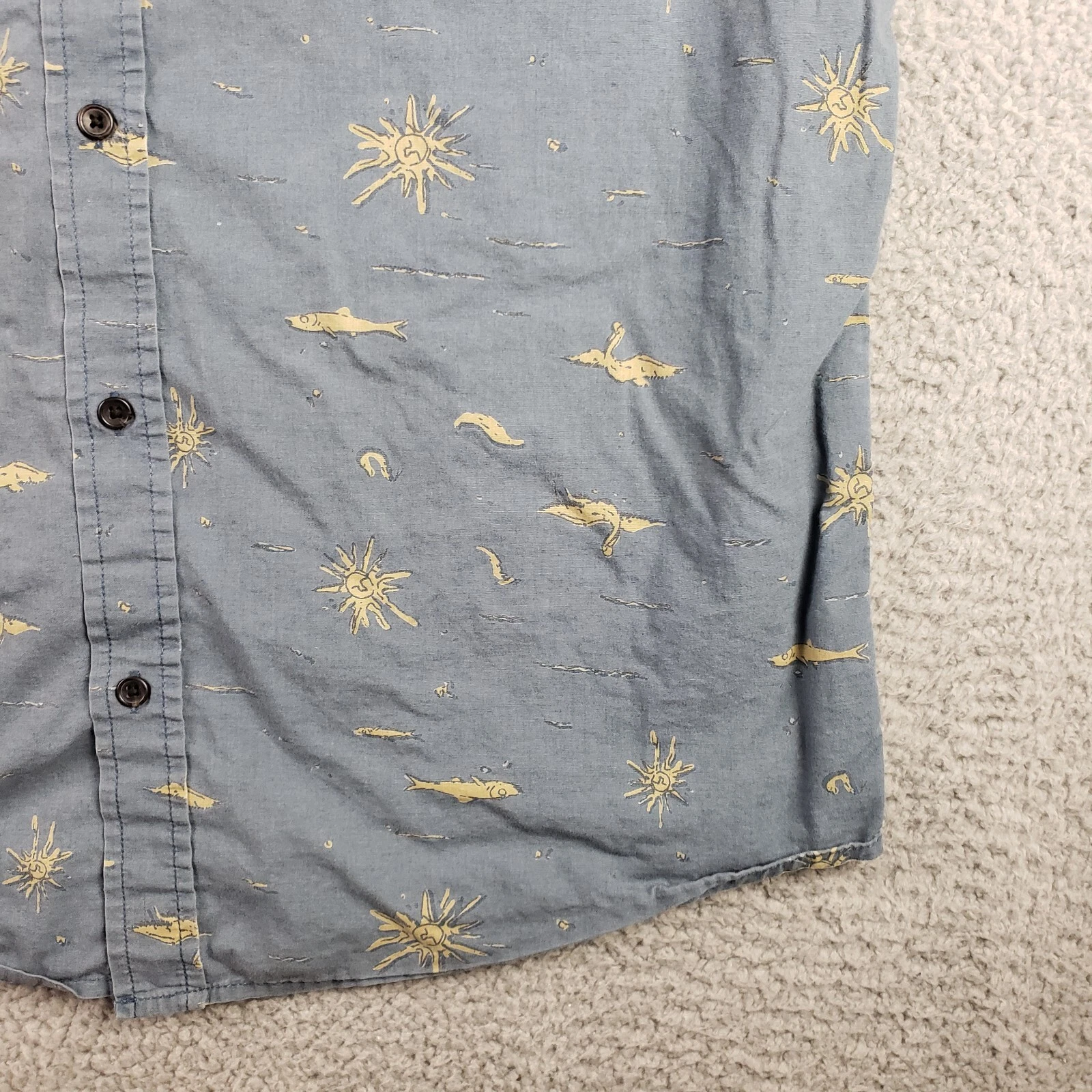 prana casual button classic slim fit fish outdoors print shirt