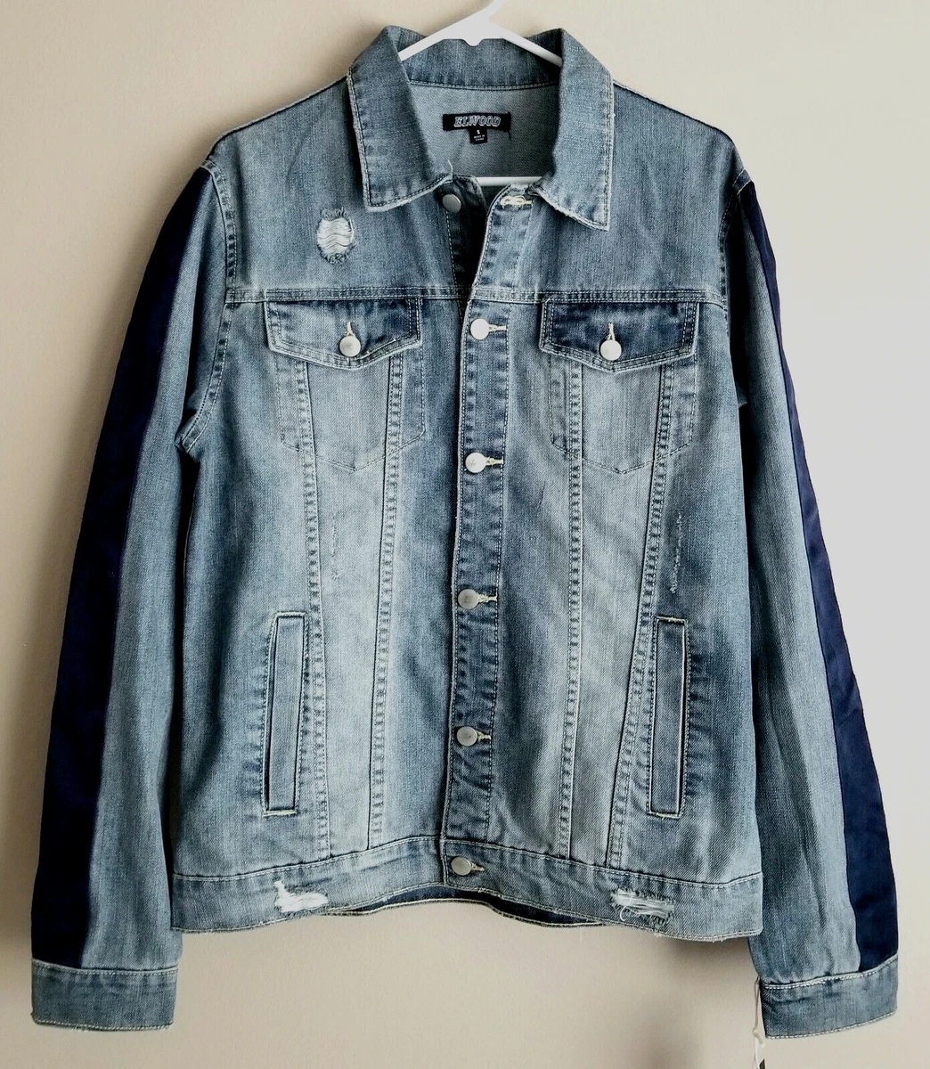 Elwood Jacket Mens Small Blue Denim Jean Button Down Distressed Workwear Outdoor