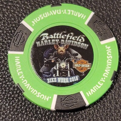 BATTLEFIELD HD BIKE WEEK 2019 ~ PENNSYLVANIA (Neon Green Full) Harley Poker Chip