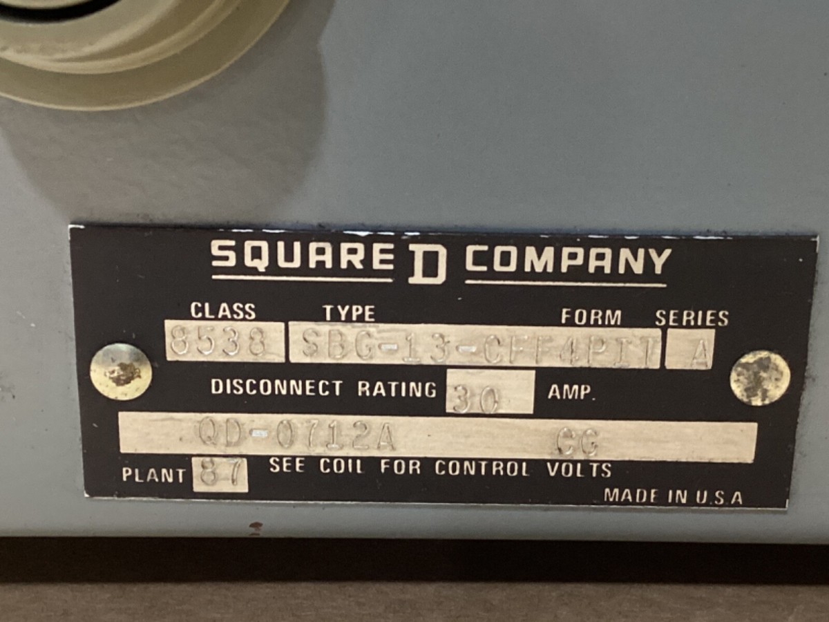 Square D Class 8538 Type SBC13 30A Industrial Control Panel