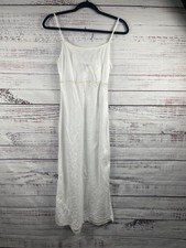 Soma Slip Womens 0 White 100 Linen Full Length Maxi Adjustable Straps