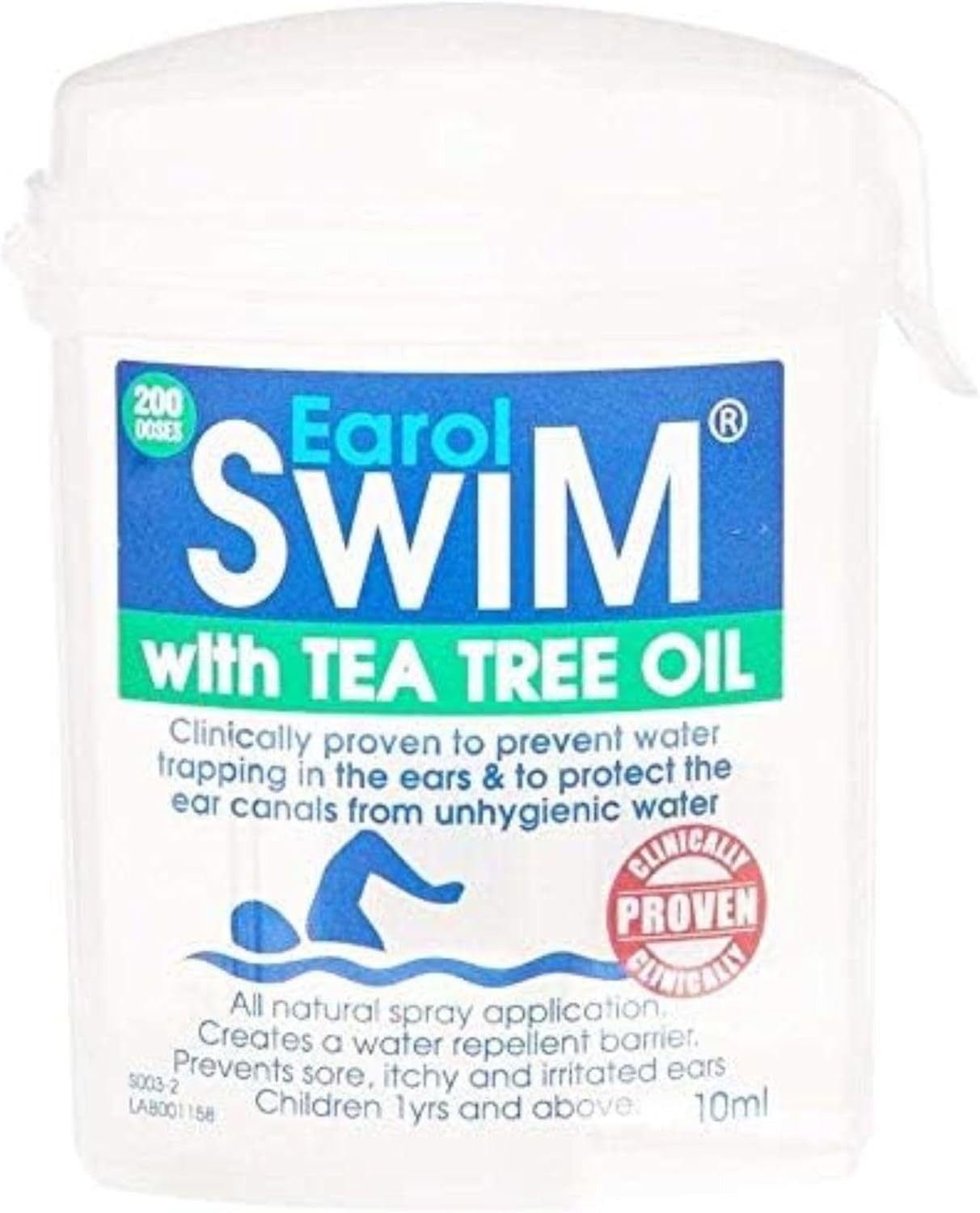 Earol Swim Ear Spray with Olive & Tea Tree Oils, 10ml (Pack of 1) | Clinically