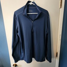 REI Men's XL Quarter Zip Pullover Navy Blue Long Sleeve Athletic Top Made in USA