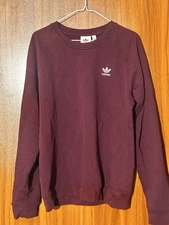 Adidas Adicolor Essentials Trefoil Crewneck Maroon Men’s Size Medium Slim Fit