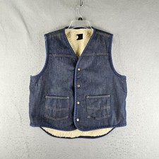 Vintage Roebucks Vest Mens Large Blue Sherpa Lined Denim Western Sears Workwear