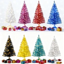 4ft Artificial Lighted Christmas Tree Small Fake Mini Xmas Tree For Party Décor