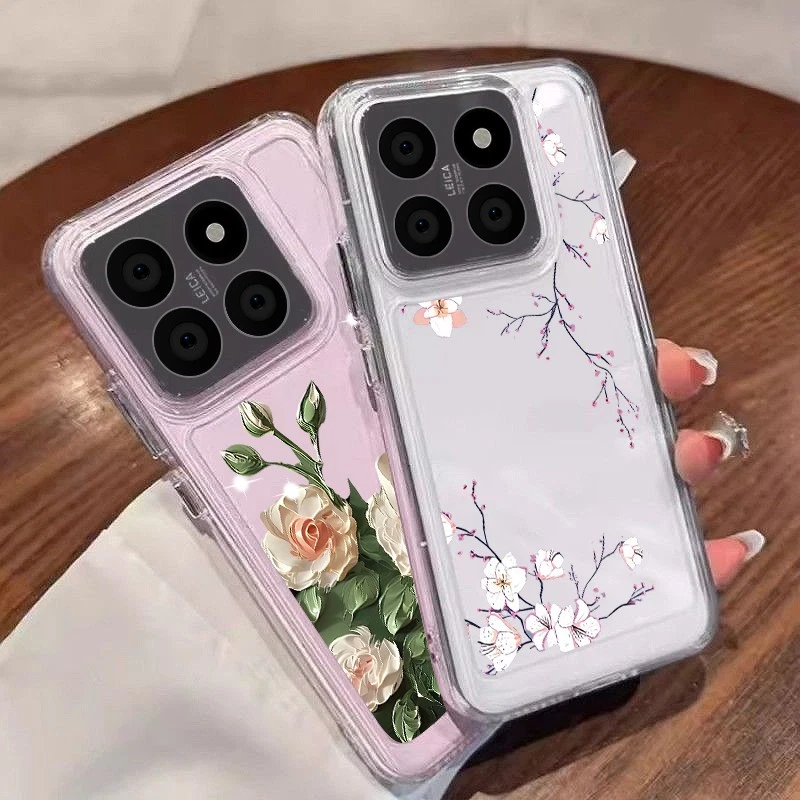 Case For Xiaomi 14T 13T Redmi Note 14 13 12 11 Pro Flower Clear Silicone Cover - Image 4 of 4
