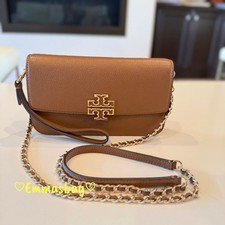 Tory Burch 141012 Britten Small Chain Wallet Wristlet Crossbody Moose $385