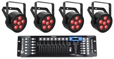  4 Chauvet DJ SlimPAR Q12 ILS RGBA D-Fi USB Par Can Wash Lights DMX Controller