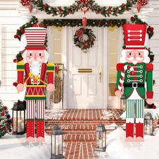 2 Pcs Christmas Nutcracker Yard Sign with Stakes Large Christmas Yard Signs D...