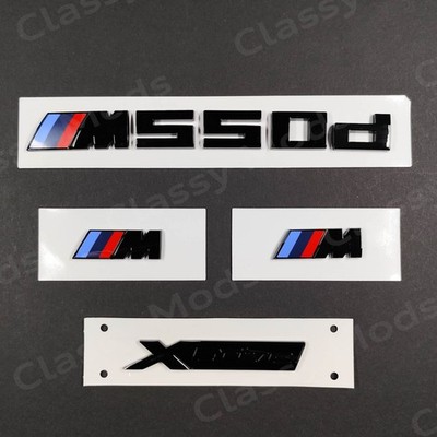M550d xDrive Gloss Black Badges for BMW Emblem Set M Power