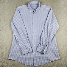 Mizzen Main Shirt Mens Extra Large Blue Plaid Trim Fit Long Sleeve Button Up