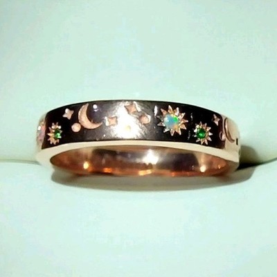 Pink 925 Silver Celestial Band Ring Size 4 Crystal Gemstone Accent