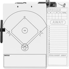 Baseball Coaches Clipboard, White Double-Sided Dry Erase Coach Clipboard, Softba