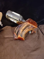 Solid Wood Wine Bottle Holder With Cork Screw