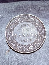 One Cent 1919 King George Canada Coin, large cent