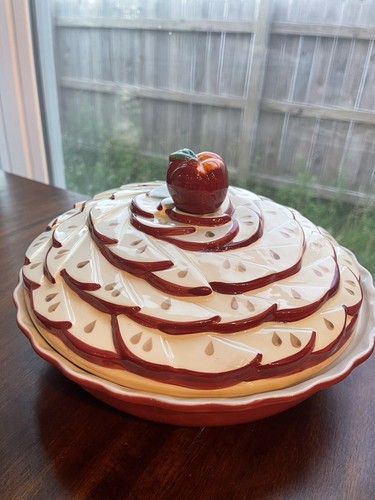 Vintage Ceramic Pie Keeper Serving Dish Lattice Nantucket