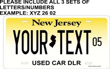 Custom New Jersey Used Car Dlr License Plate Personalized Novelty Plate Custom New Jersey Used Car Dlr License Plate Personalized Novelty Plate