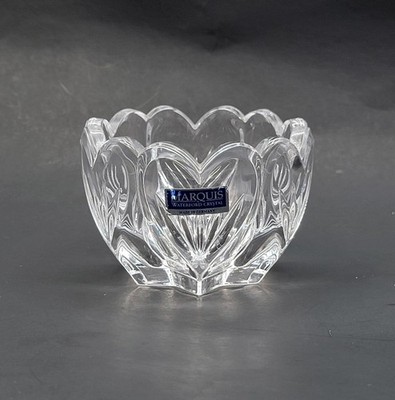 Marquis By Waterford Hearts Clear Cut Crystal Crimped Edge Round Candy Bowl