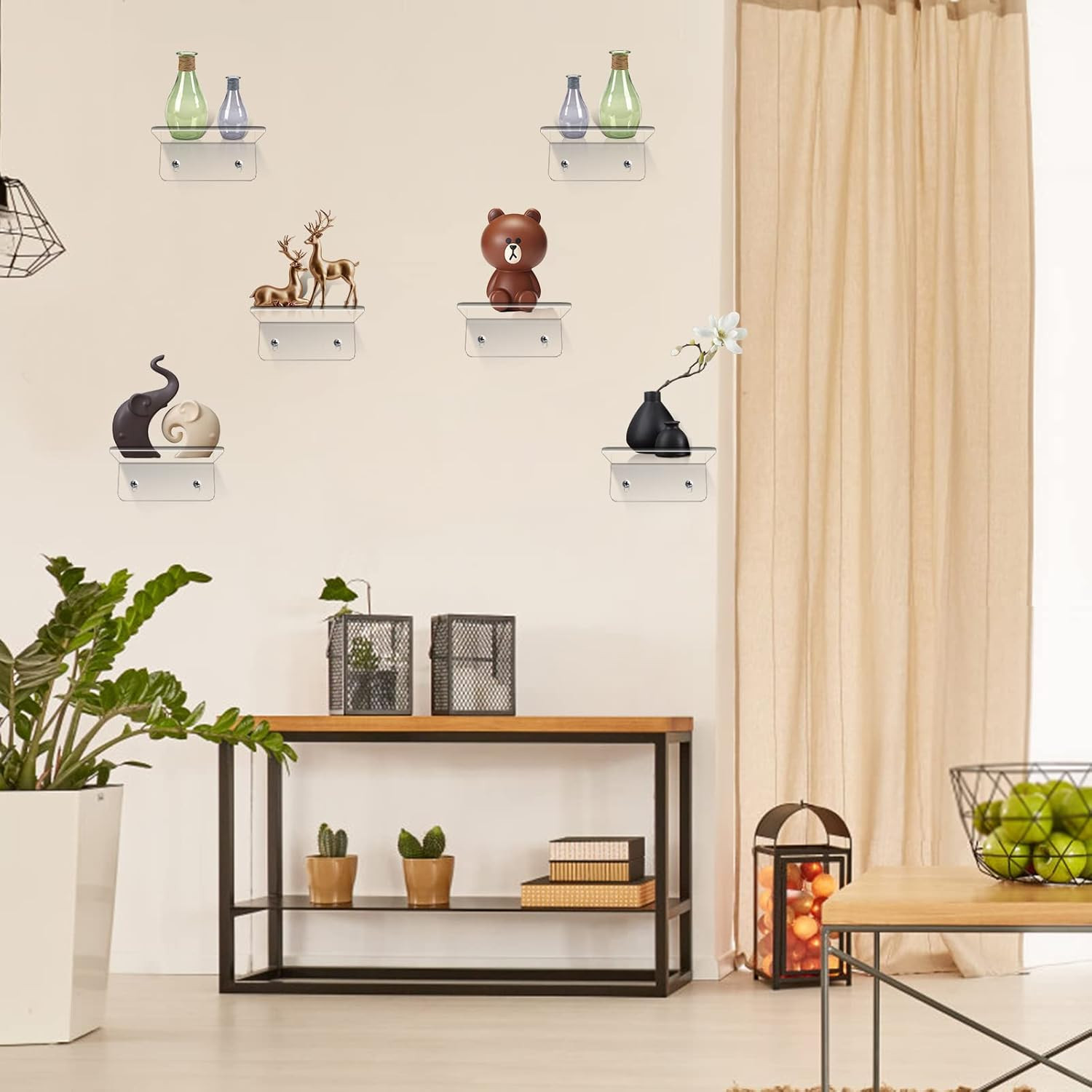 Acrylic Mini Floating Shelf, 16 Pack - Clear, Modern Wall Shelf for Office, Bedr