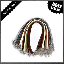 Leather Necklace Cord Bulk 20 Inch, Colorful Jewelry Making Supplies with Clasp