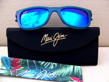 NWT MAUI JIM KAULIKE Matte Trans Blue  Blue Hawaii Polarized Sunglasses B687-03