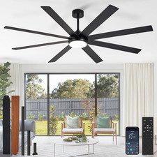 72-Inch 8-Blade Ceiling Fan with Light Remote App Control Dimmable