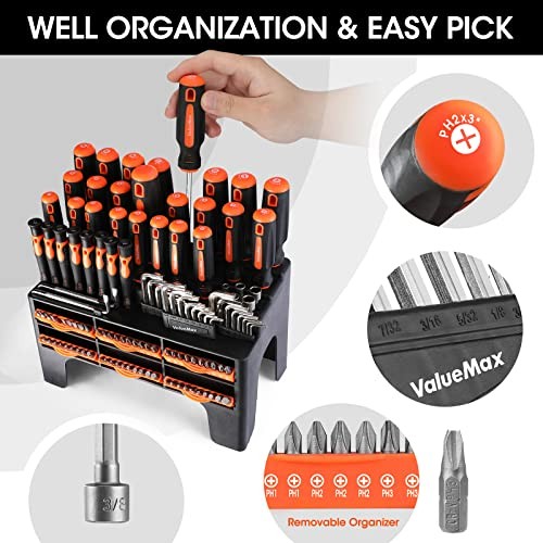 ValueMax 126-PC Magnetic Screwdriver Set with Plastic Racking  Assorted Styles 