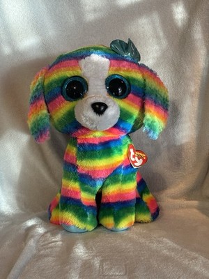 Ty Beanie Boos LOLA the Rainbow Dog Claire's Exclusive NEW 16  Rare Retired