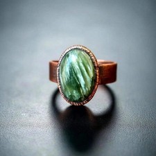 Seraphinite Ring Handcrafted Copper and Crystal Jewelry for Serenity