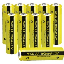 10PCS Ni-CD AA 1000mAh 1.2V Rechargeable Batteries for Garden Solar Lights US
