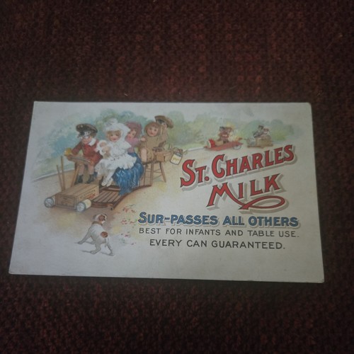 UNDIVIDED Advertising Post Card St. Charles MILK Children Soap Box Car At Play