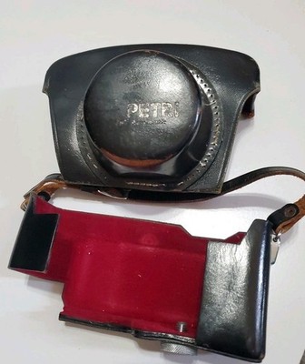 Vtg Petri Full Automatic Camera Case Black Leather Two Piece Set Repair