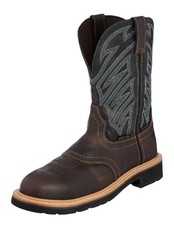 Justin Workboot Men WK4574 Stampede Dark Waxy Brown/Parched Black Boot Size 10D